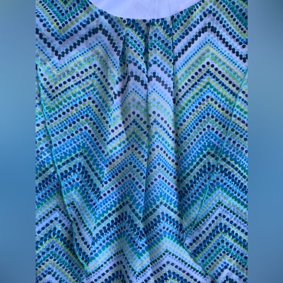 blue & green sheer summer sleeveless blouse with liner, medium | Dressbarn - Picture 6 of 9
